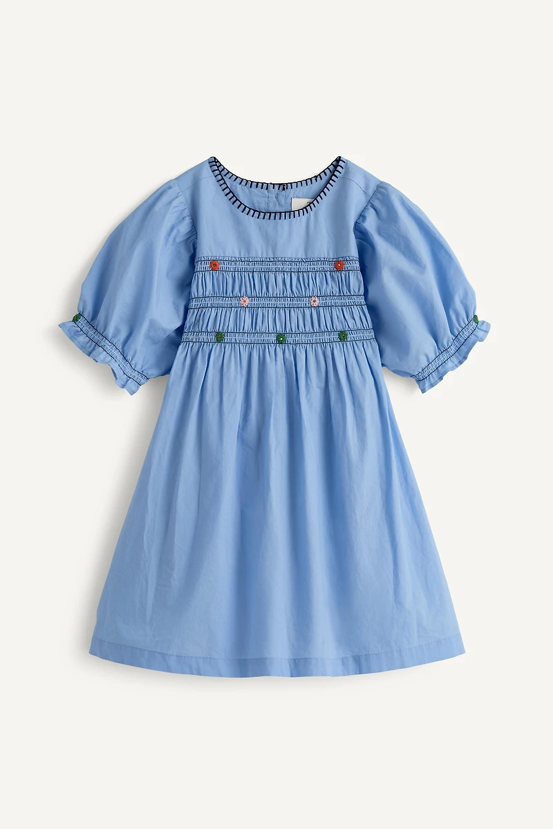 LIMITED EDITION EMBROIDERED ELASTICIZED FLORAL DRESS