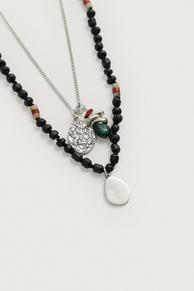 MIXED BEADED NECKLACE PACK OF 2