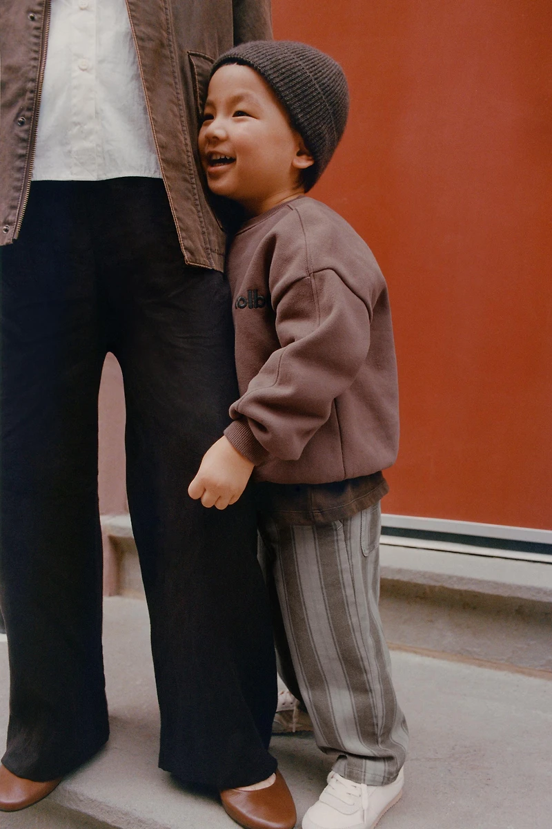 STRIPED WOOL BALLOON PANTS