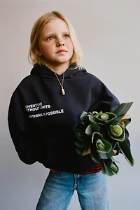 HOODED SWEATSHIRT WITH TEXT PRINT