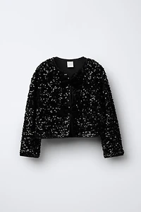 SEQUINED BOW BOLERO