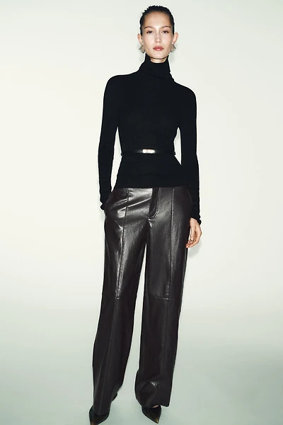 100% WOOL HIGH COLLAR BELTED JUMPER