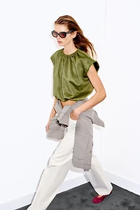 FAUX SUEDE BALLOON TOP