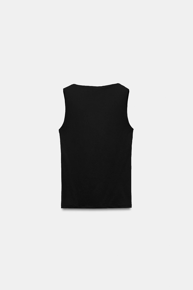 WIDE STRAP POLYAMIDE T-SHIRT