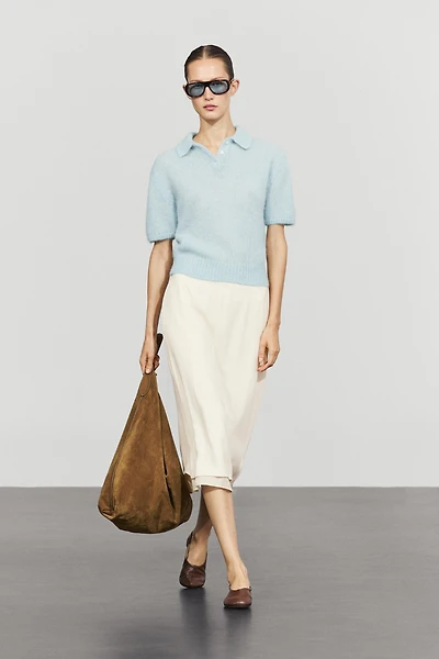 Alpaca blend knit polo sweater