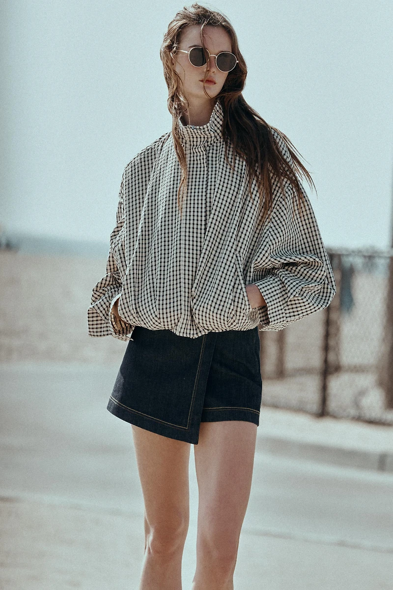 VESTE BOMBER À CARREAUX