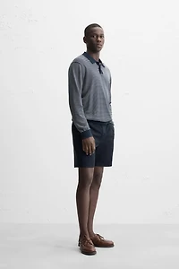 REGULAR FIT PLEATED BERMUDA SHORTS