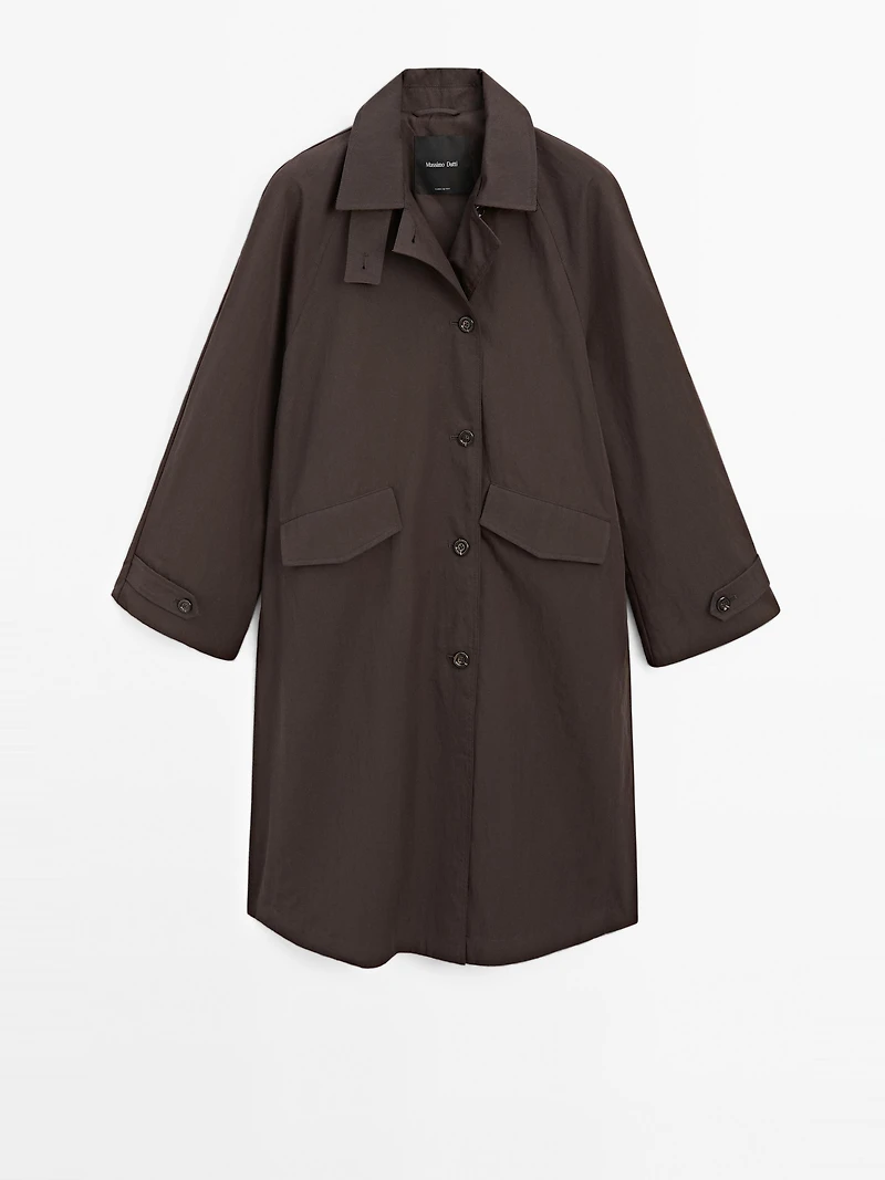 Trench coton détail velours côtelé