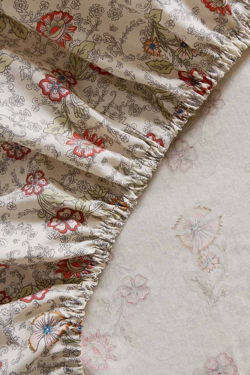 KIDS' FLORAL COTTON FITTED SHEET