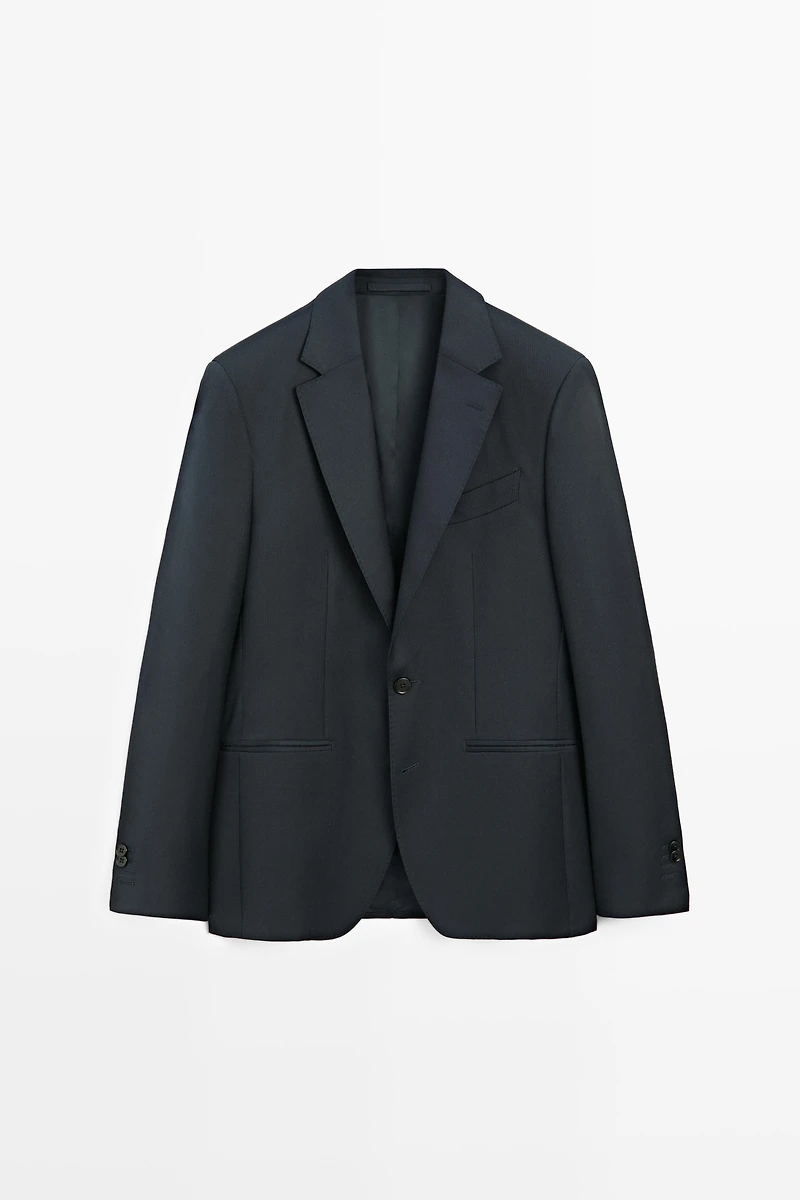 Striped wool blend suit blazer