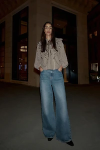 GINGHAM RUFFLE BLOUSE