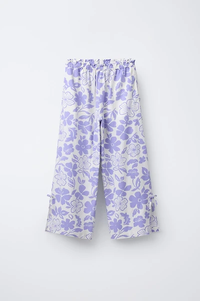 PRINTED STRAIGHT-LEG LINEN PANTS