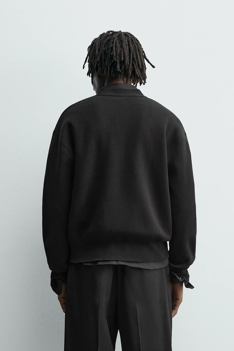 TEXTURED COTTON CARDIGAN