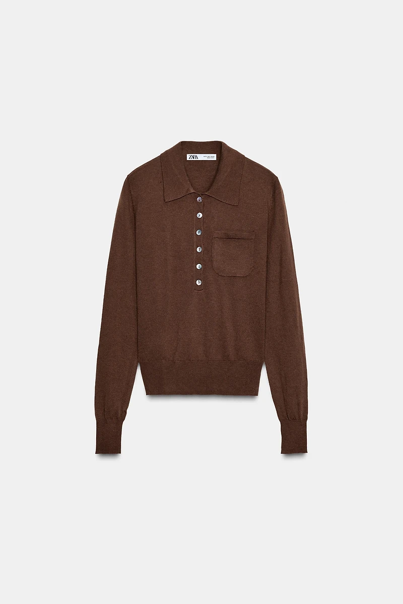 WOOL POLO SWEATER WITH POCKET