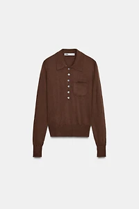 WOOL POLO SWEATER WITH POCKET