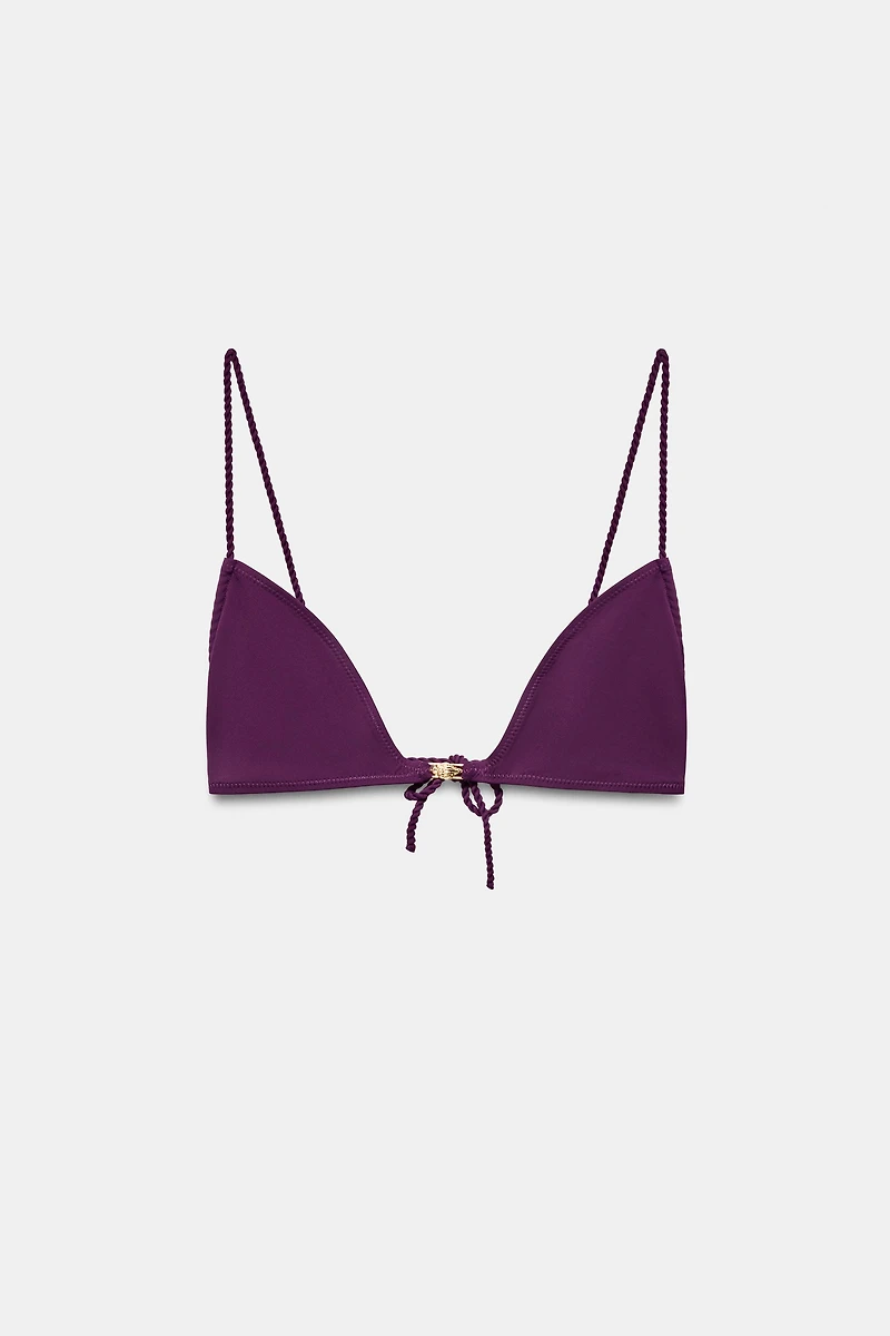 METALLIC DETAIL TRIANGLE BIKINI TOP