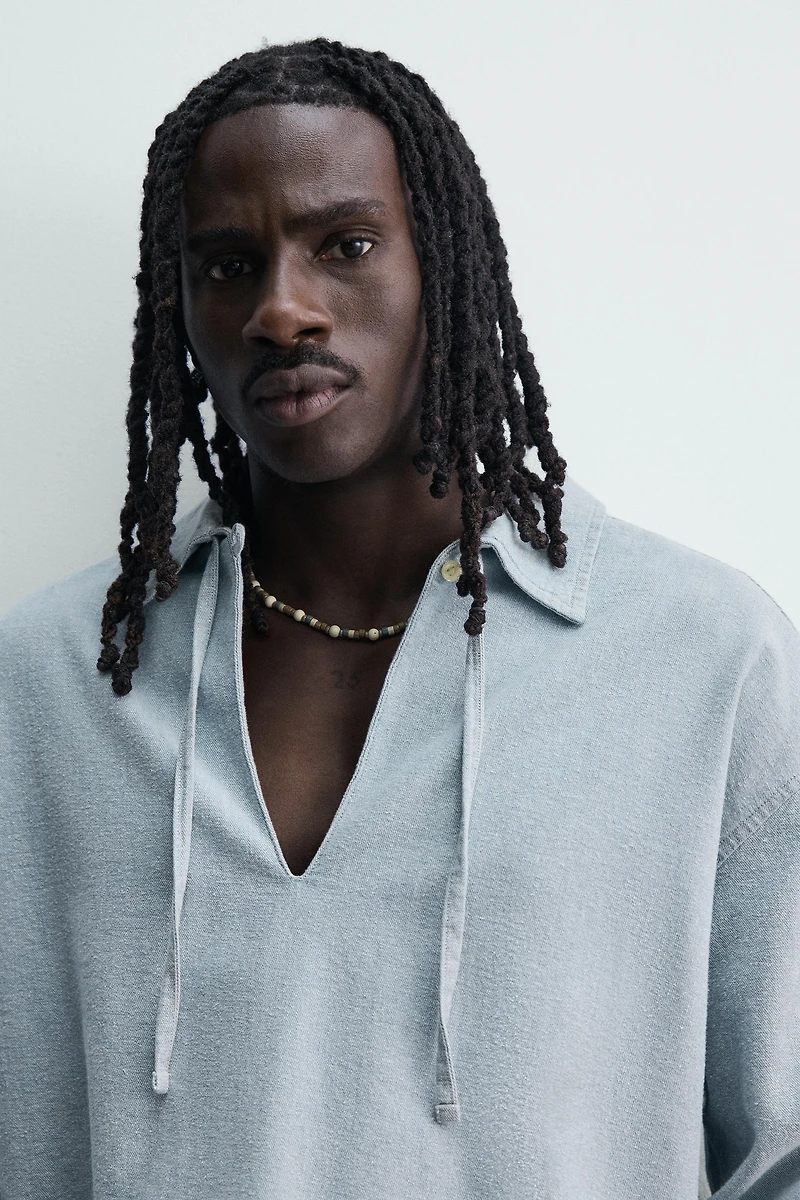 LIGHTWEIGHT DENIM POLO SHIRT