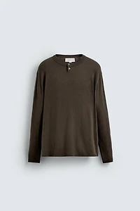 PULL COL BOUTONNÉ EN COTON ET CACHEMIRE