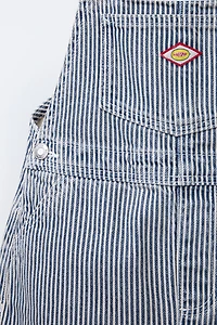 STRIPED TWILL OVERALL SHORTS