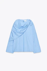 ZW COLLECTION STRIPED MULTI-POSITION SCARF SHIRT