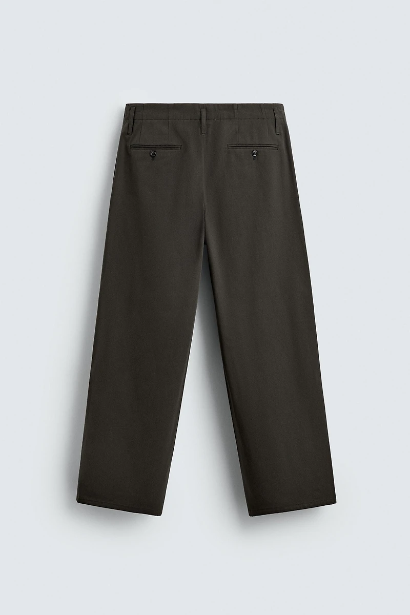 COTTON - VISCOSE PLEATED PANTS