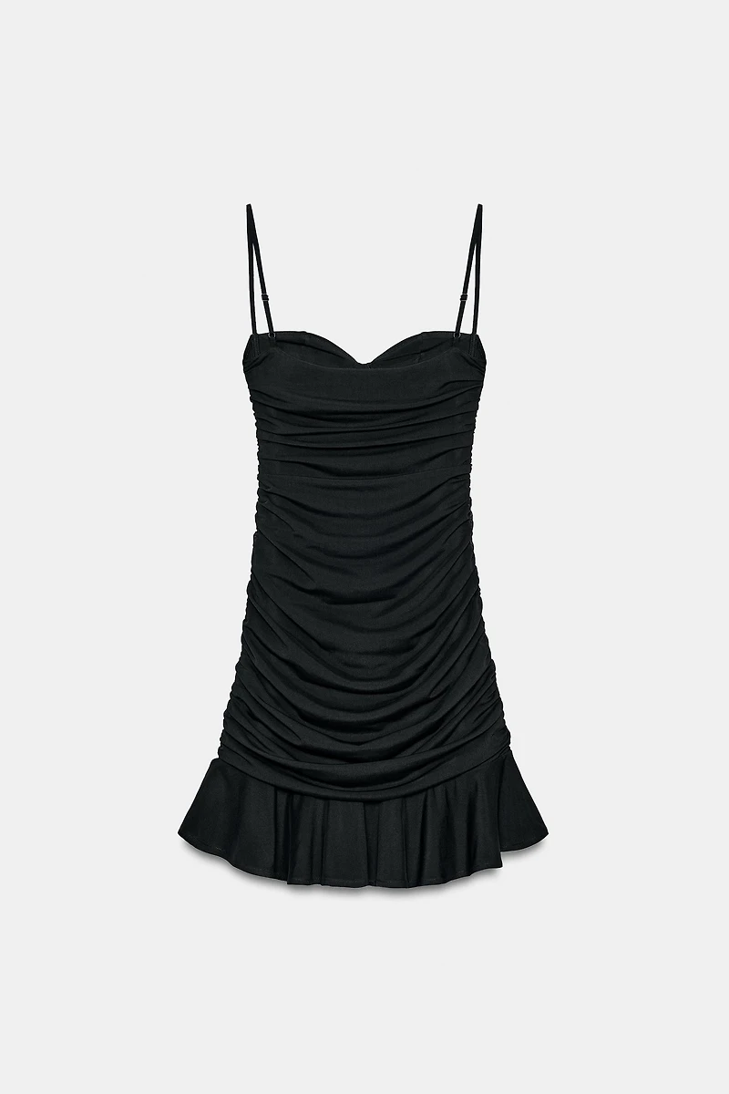 DRAPED RUFFLE DRESS