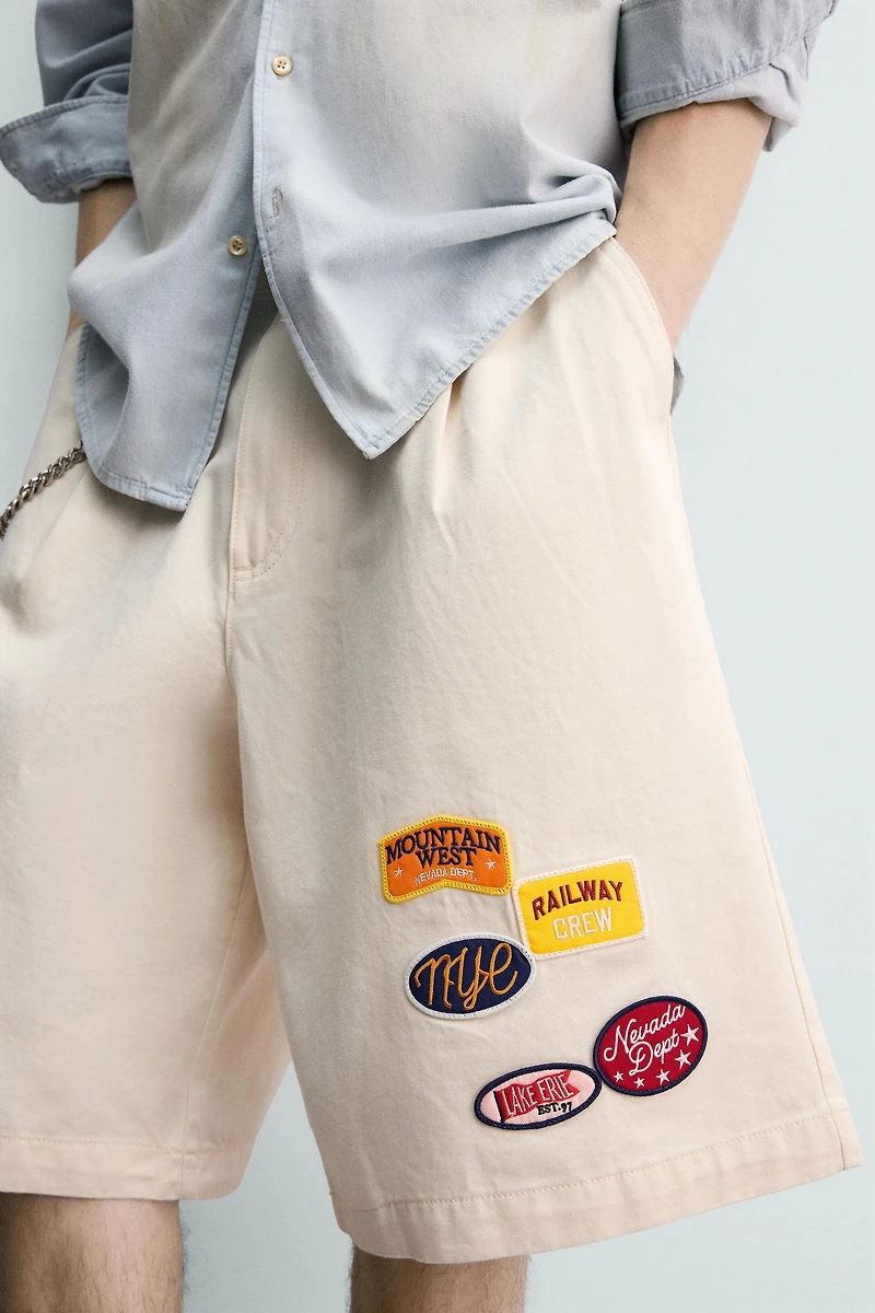 PATCHED BAGGY FIT SHORTS