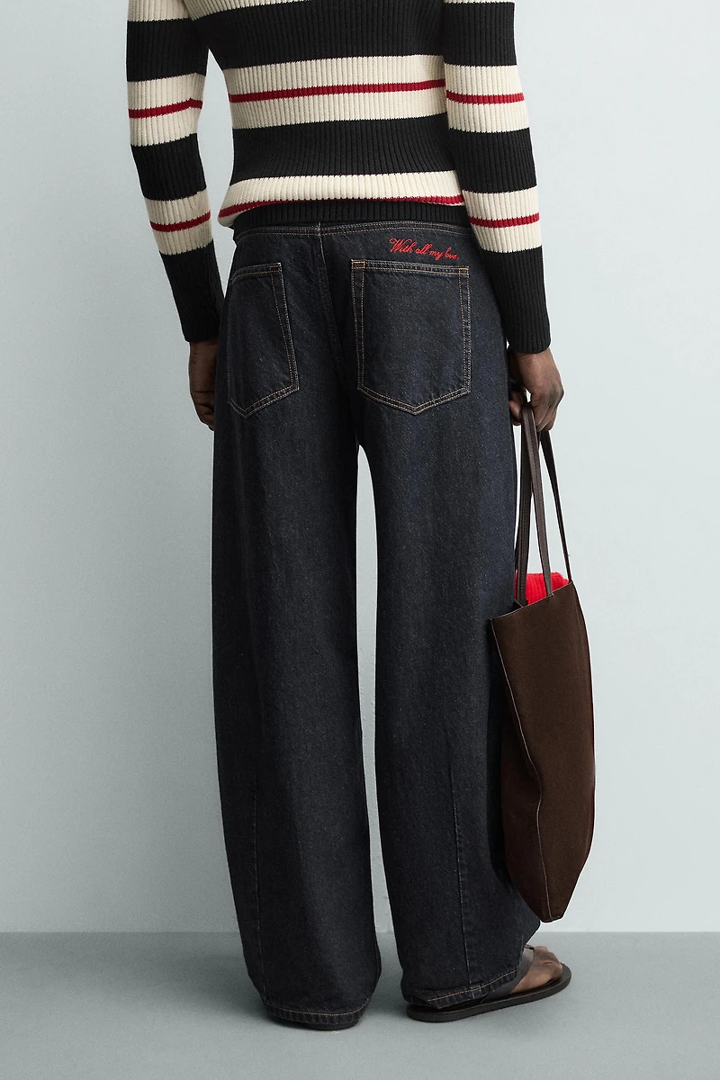 EMBROIDERED CUPID BALLOON FIT JEANS