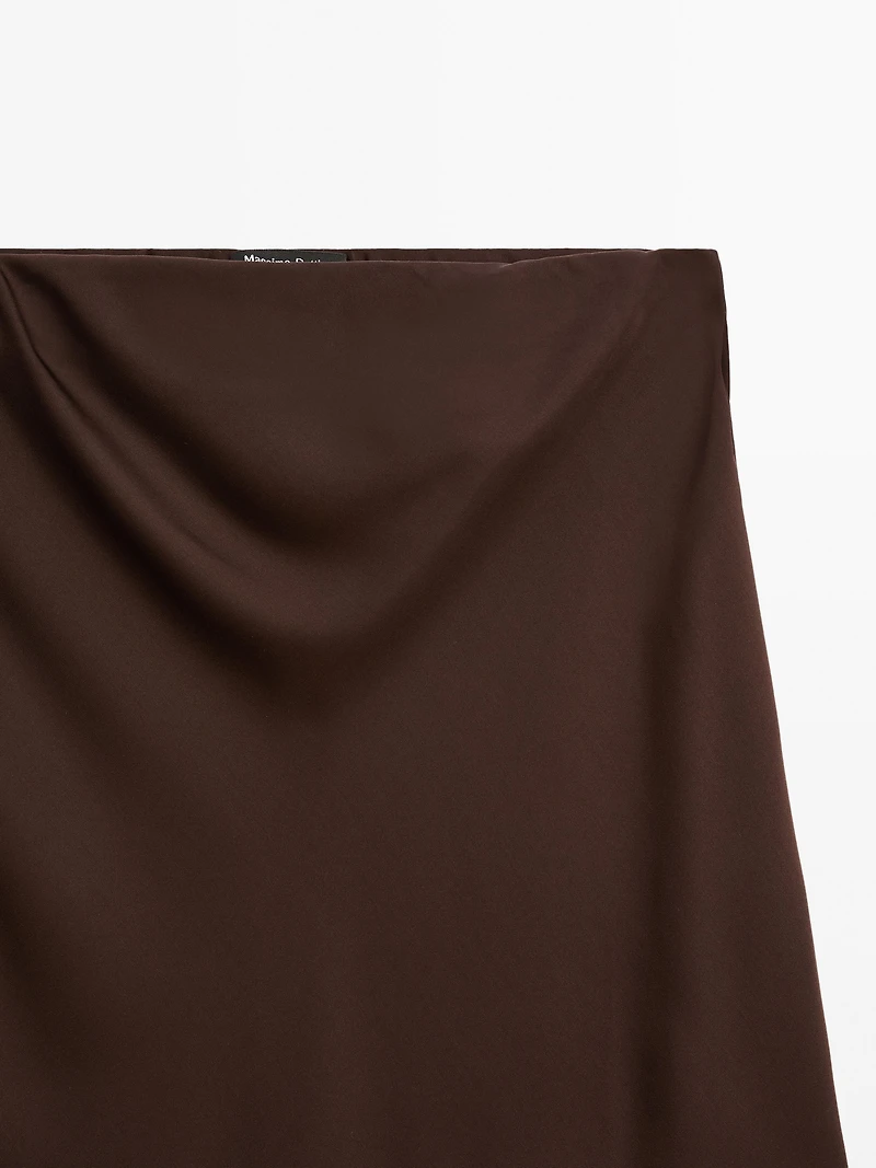 Flowing satin midi skirt