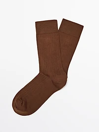Ribbed cotton blend socks