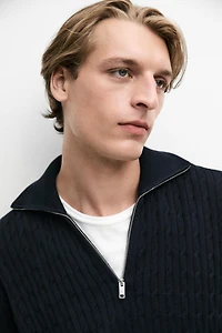 Pull en maille à col camionneur zippé