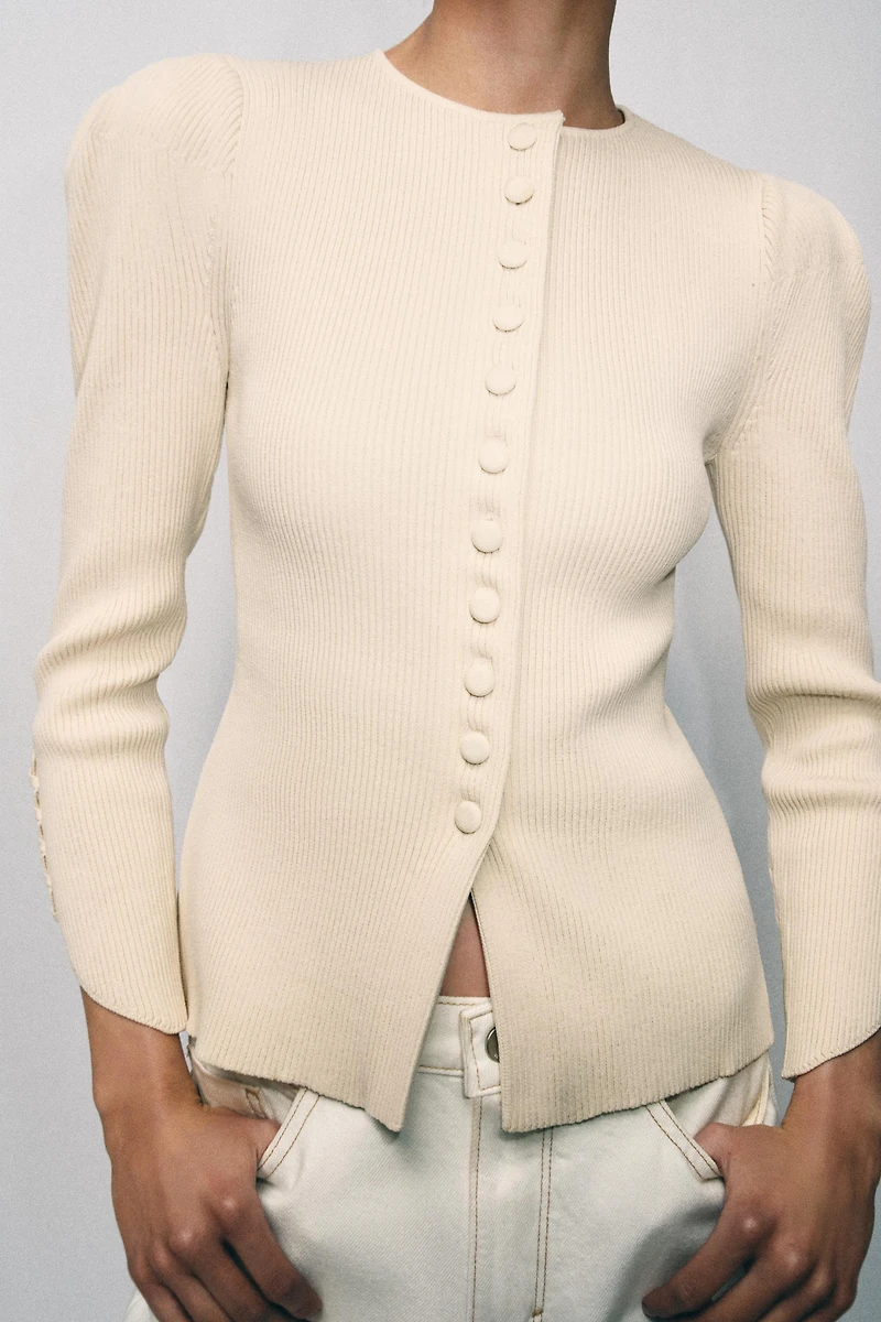 CARDIGAN WITH PUFF SLEEVES
