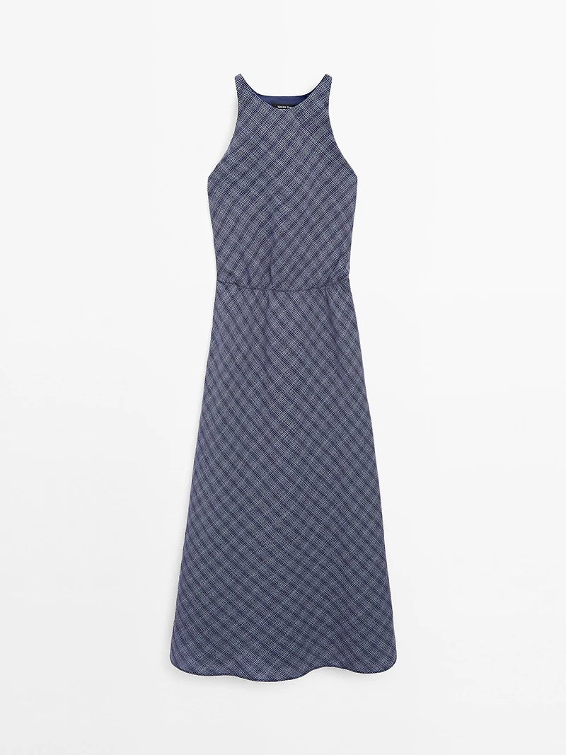 Long checked dress with back detail