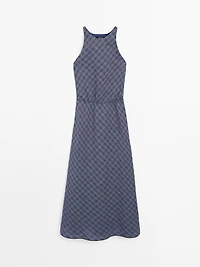 Long checked dress with back detail