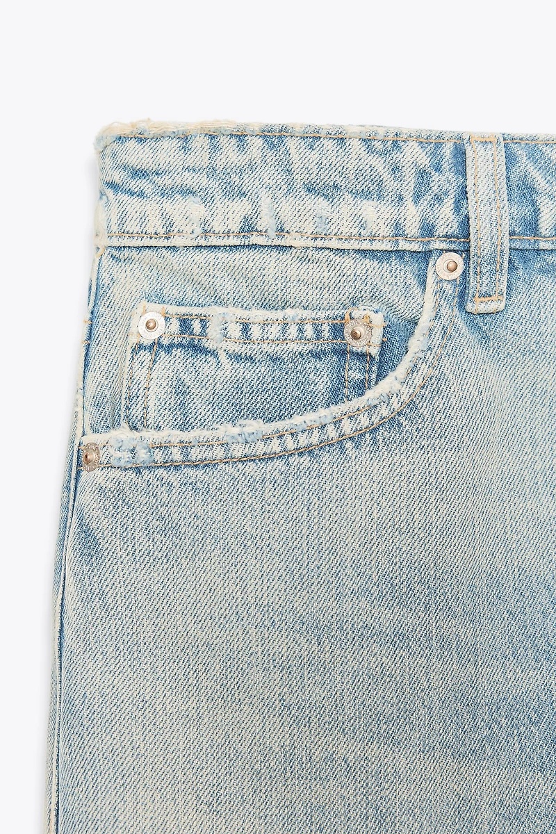 BERMUDA-SHORT BAGGY EN JEAN TRF DÉCHIRÉ