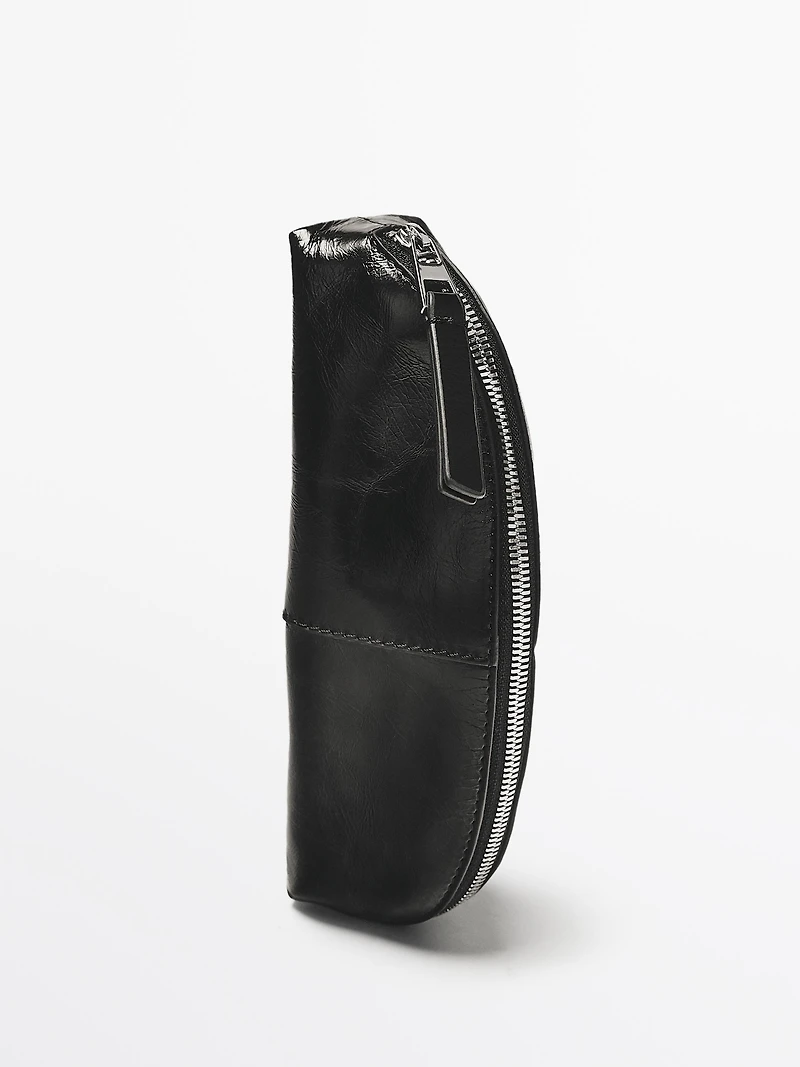 Nappa leather pencil case