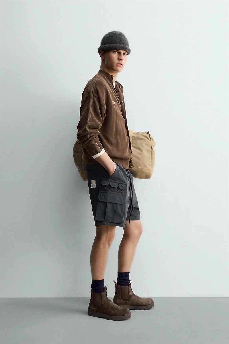 WASHED BANDED KNIT CARDIGAN X SR_A