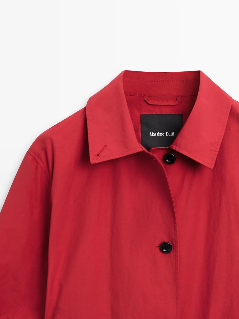 Technical cotton trench coat