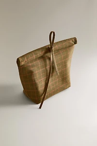 CHECK COTTON LINEN PICNIC BAG