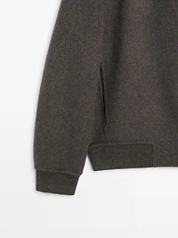 Wool blend double fabric hooded jacket