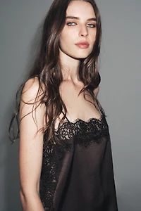 SATIN EFFECT LACE TOP ZW COLLECTION