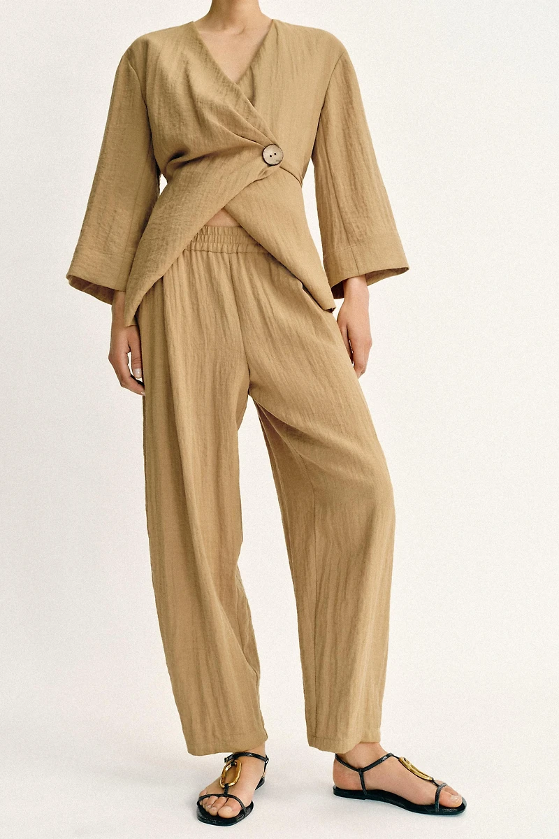 FLOWY ELASTIC WAIST PANTS SET