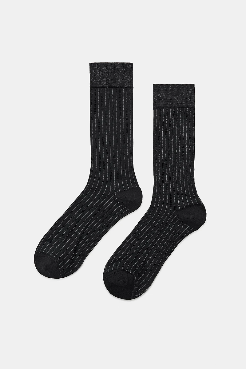 CHAUSSETTES RAYURES FIL MÉTALLISÉ