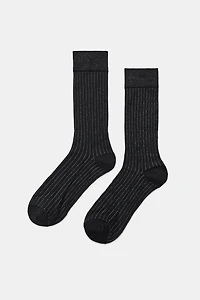 CHAUSSETTES RAYURES FIL MÉTALLISÉ