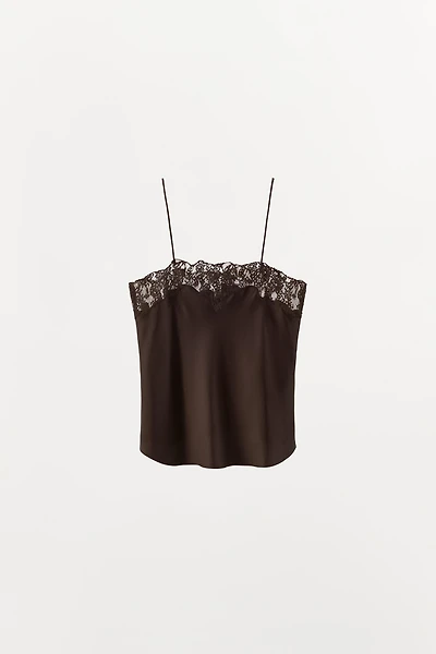SATIN EFFECT LACE TOP