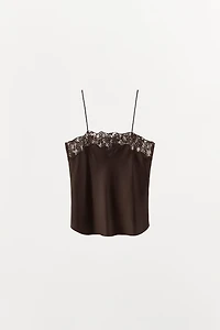 SATIN EFFECT LACE TOP
