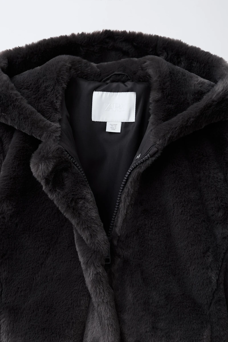 FAUX FUR HOODED JACKET