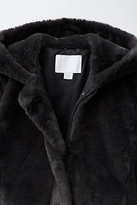 FAUX FUR HOODED JACKET