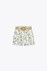 PRINTED SHORTS WITH PERFORATED EMBROIDERY