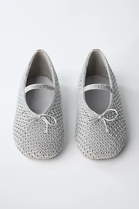 METALLIC CROCHET BALLET FLATS